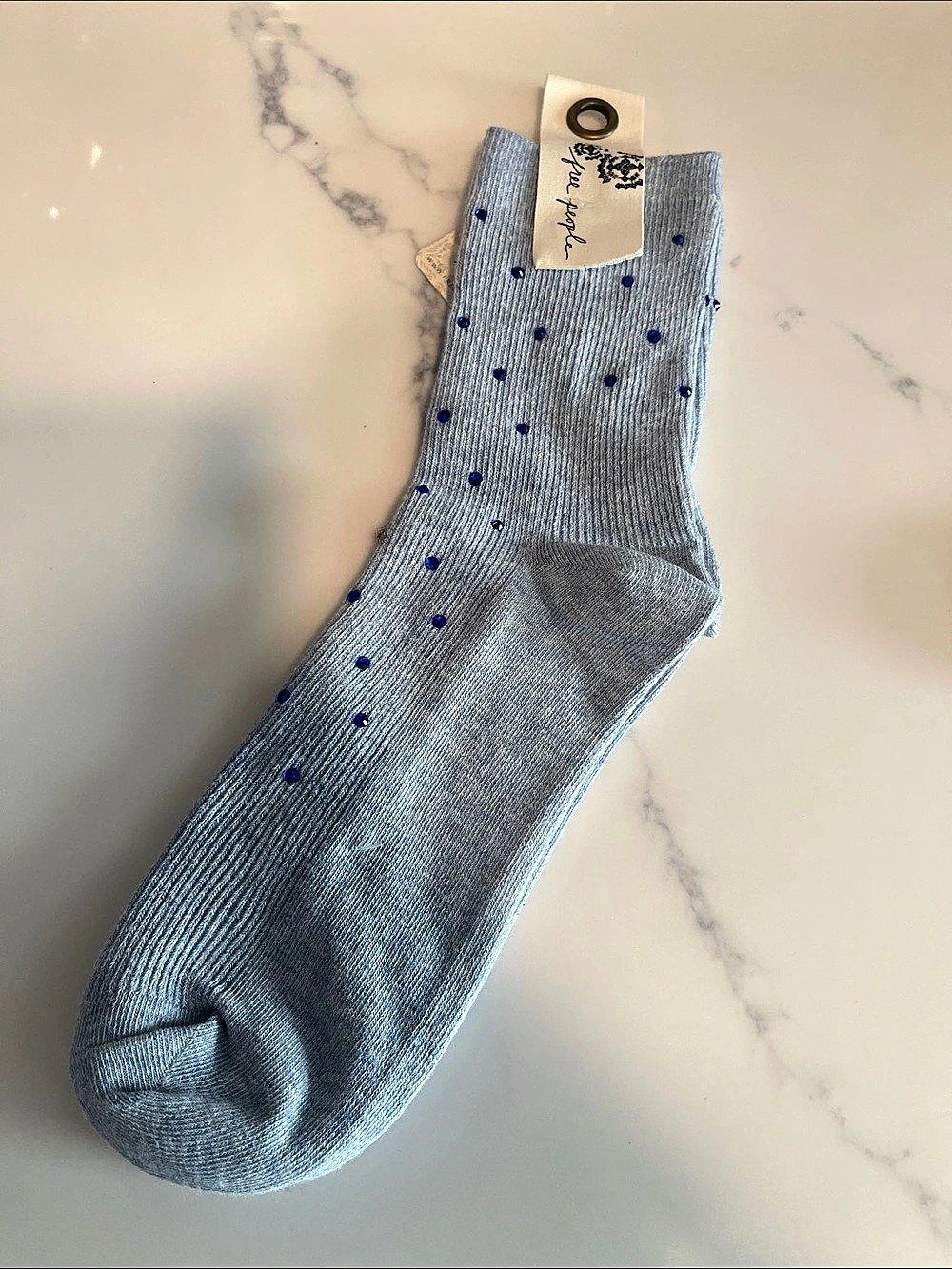 Free People Socks in Blue with blue rinestones NWT